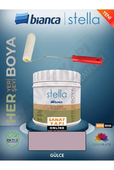 Bianca Stella 2024 Renk Yeni Su Bazlı Boyalar 500Ml + Rulo ürün görseli 1