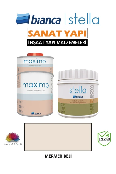 Bianca Stella 4-6 M2 Boyama Seti ( 500Ml Boya+ 500Ml Maximo Parlak ) ürün görseli 1