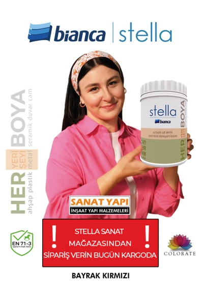 BIANCA STELLA Stella Su Bazlı Akrilik Boya Bayrak Kırmızı ürün görseli 1