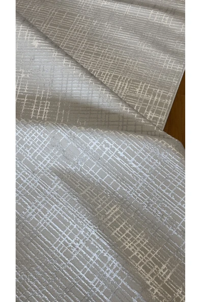 Elvey Home Krem-A.Gri Saten İnce Sık Dokuma Parlak Yüzey Kaymaz Taban Özel Ölçü Salon Koridor Halısı Yolluk ürün görseli 1