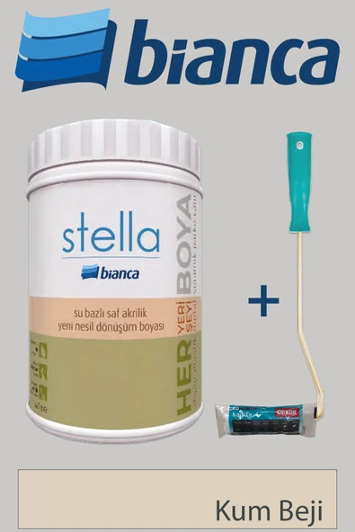 Bianca Stella Su Bazlı Saf Akrilik (1Lt Boya + Dekor Kadife Rulo) ürün görseli 1