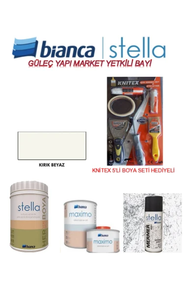 Bianca Stella Set "mutfak - Tuvalet Banyo - Fayans - Mobilya" Boyamak Için, Knitex Boyama Seti Ile Birlikte ürün görseli 1