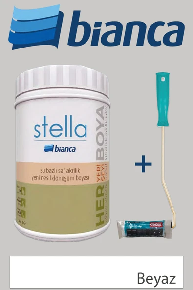 Bianca Stella Su Bazlı Saf Akrilik (1Lt Boya + Dekor Kadife Rulo) ürün görseli 1
