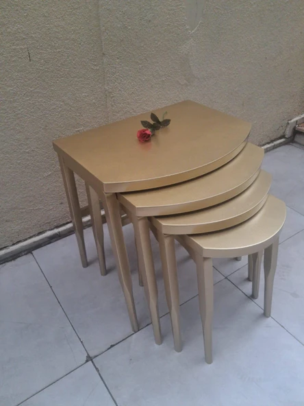 Zigon ILGZ 90552 D Model klasik sehpa Ahşap Kayın Retro Ayak Kaplama Parlak Gold ürün görseli 1