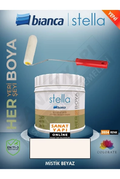 Bianca Stella 2024 Renk Yeni Su Bazlı Boyalar 500Ml + Rulo ürün görseli 1