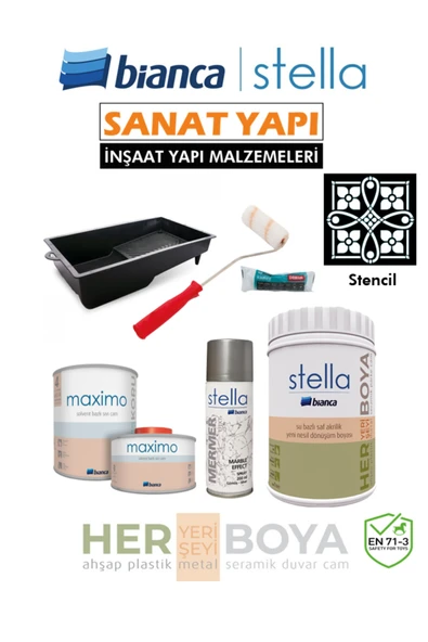 Bianca Stella Beyaz Boya Set 1 Lt + Stencil ürün görseli 1