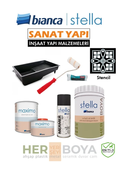 Bianca Stella Beyaz Boya Set 1 Lt + Stencil ürün görseli 1