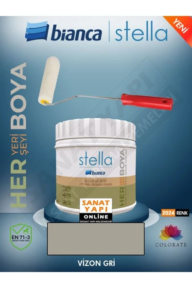 Bianca Stella 2024 Renk Yeni Su Bazlı Boyalar 500Ml + Rulo ürün görseli 1