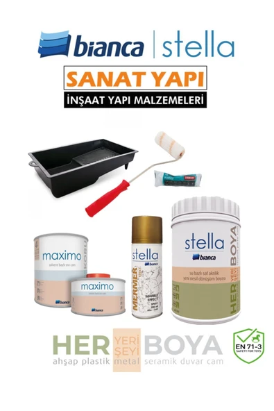 Bianca Set 1Lt - Siyah Boya + Mermer Effekt Sprey + Maximo Sıvı Cam Parlak ürün görseli 1