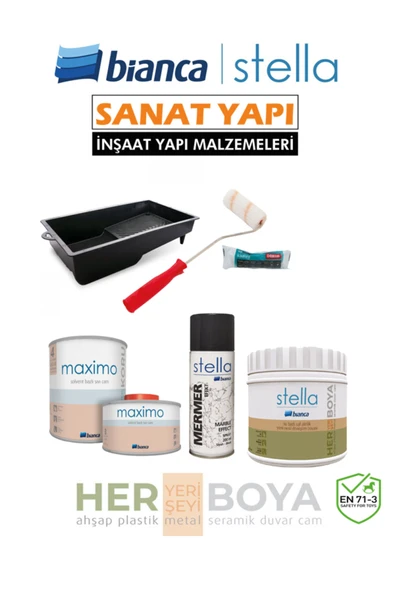 Bianca Set 500Ml - Beyaz Boya + Siyah Mermer Effekt Sprey + Maximo Sıvı Cam Ipek Mat ürün görseli 1