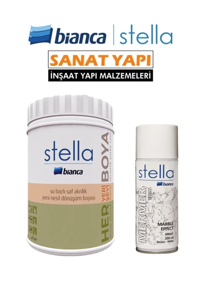 Bianca Stella Set Boya Antrasit Gri + Stella Beyaz Mermer Efekti ürün görseli 1