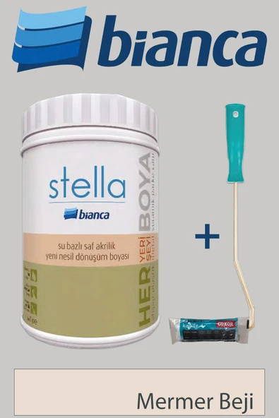 Bianca Stella Su Bazlı Saf Akrilik (1Lt Boya + Dekor Kadife Rulo) ürün görseli 1