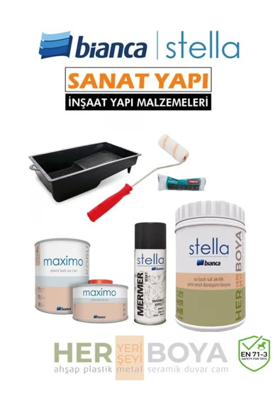 Bianca Set 1 Lt - Beyaz Boya + Siyah Mermer Effekt Sprey + Maximo Sıvı Cam Parlak ürün görseli 1
