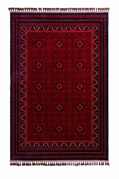 Elvey Home Afgan Vintage Kaymaz Taban Gerçek Kadife Bambu Sık Dokuma Otantik Dekoratif Zamansız Tasarım Halı ürün görseli 1