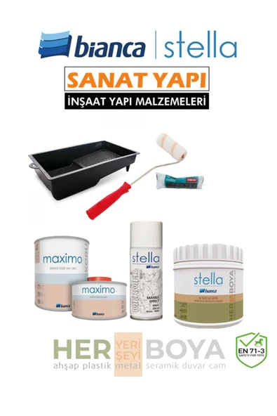 Bianca Set 500Ml - Siyah Boya + Mermer Effekt Sprey + Maximo Sıvı Cam Ipek Mat ürün görseli 1
