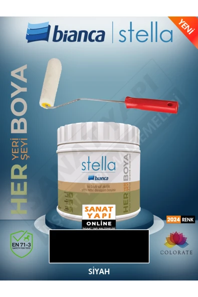 Bianca Stella 2024 Renk Yeni Su Bazlı Boyalar 500Ml + Rulo ürün görseli 1