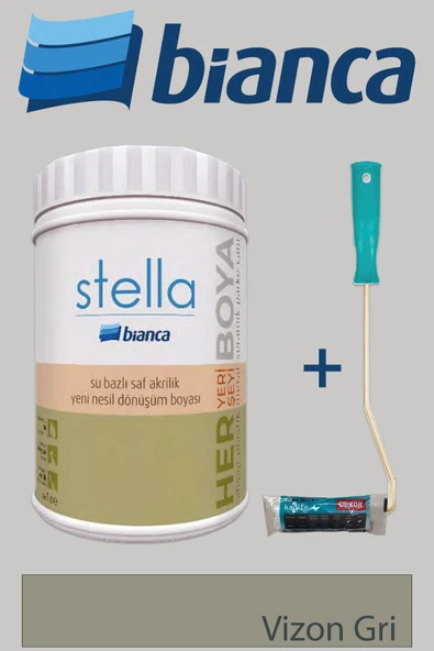 Bianca Stella Su Bazlı Saf Akrilik (1Lt Boya + Dekor Kadife Rulo) ürün görseli 1