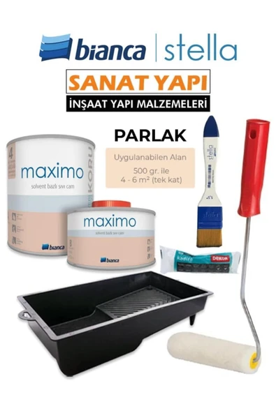 Bianca Maximo Sıvıcam Parlak +İpek fırça+Rulo+Tava+Dekor başlık ürün görseli 1