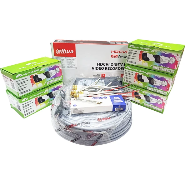 Dahua 5’li Full HD Güvenlik Kamerası Seti Renkli Gece Görüşlü, SMD Plus Destekli ürün görseli 1