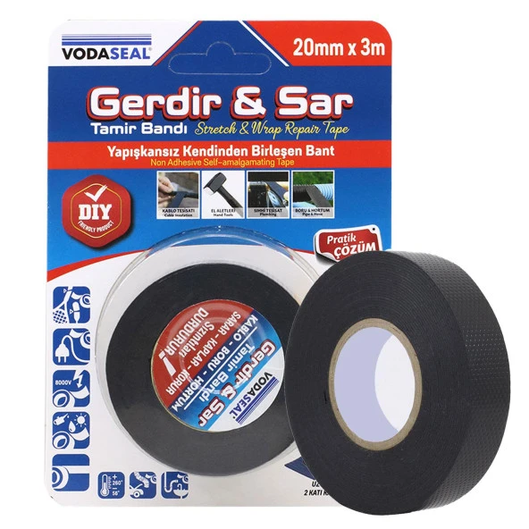 Gerdir Sar Esnek Tamir Bandı 20 mm x 3 Mt Kendinden Birleşen Kauçuk Bant ürün görseli 1