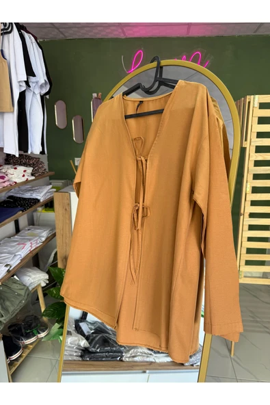 Leova Camel Önden Bağlamalı Kimono ürün görseli 1