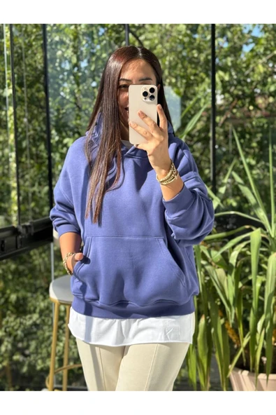 Chamakh Kadın Oversize Kanguru Cepli Sweatshirt ürün görseli 1