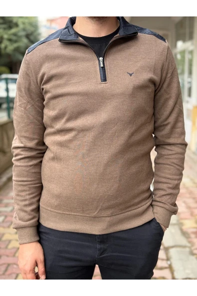 Leova Erkek Yarım Fermuarlı Casual Sweatshirt Şık Tasarım ürün görseli 1