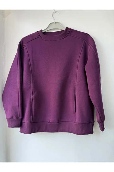 Leova Kadın Oversize Basic Sweatshirt – Mor – ürün görseli 1