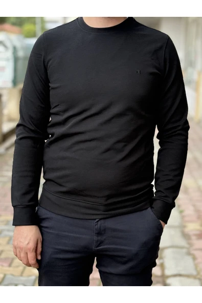 Leova Siyah Bisiklet Yaka Erkek Triko Kazak ürün görseli 1