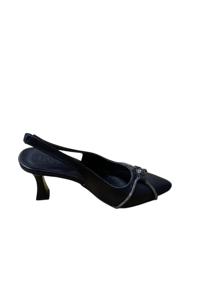 Kadın Arkası Açık Kadeh Topuk Taşlı Stiletto ürün görseli 1