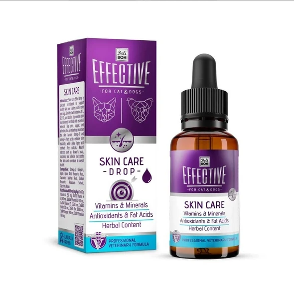 Delibon Effective Kedi ve Köpek Takviye Ürünleri Cilt ve Tüy Sağlığı 50 ml ürün görseli 1