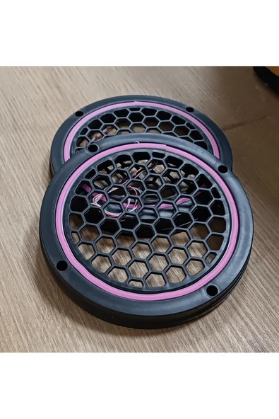 16cm Pembe Neon Işıklı Hoparlör ve Midrange Kapağı 1takım (2adet) Vidalanabilir ürün görseli 1