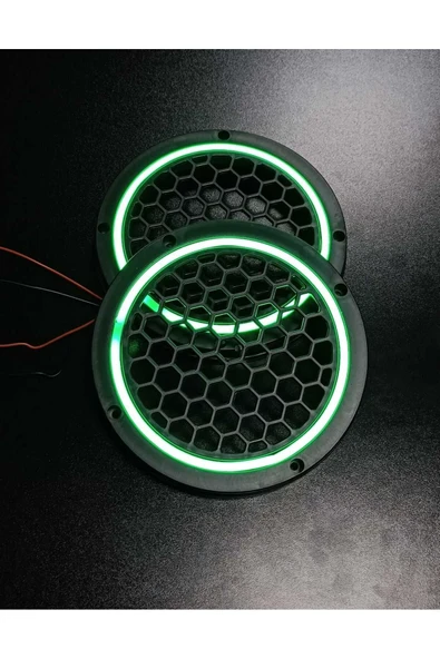 16cm Yeşil Neon Işıklı Hoparlör ve Midrange Kapağı 1takım (2adet) Vidalanabilir ürün görseli 1
