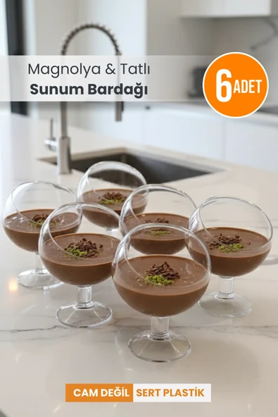 Plastik Kadeh Ayaklı Magnolia Tatlı Sunum Bardağı 6'lı Mika Magnolya Kasesi (CAM DEĞİLDİR) ürün görseli 1