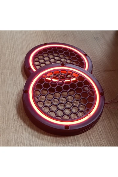 16cm Kırmızı Neon Işıklı Hoparlör ve Midrange Kapağı 1takım (2adet) ürün görseli 1