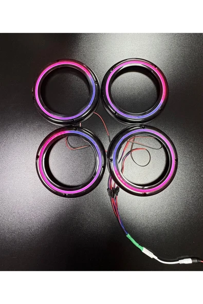 Piksel Neon Ledli 20cm Peteksiz Hoparlör Midrange Çemberi 4kapak+Modül Kolay Montaj Jack Soketli ürün görseli 1