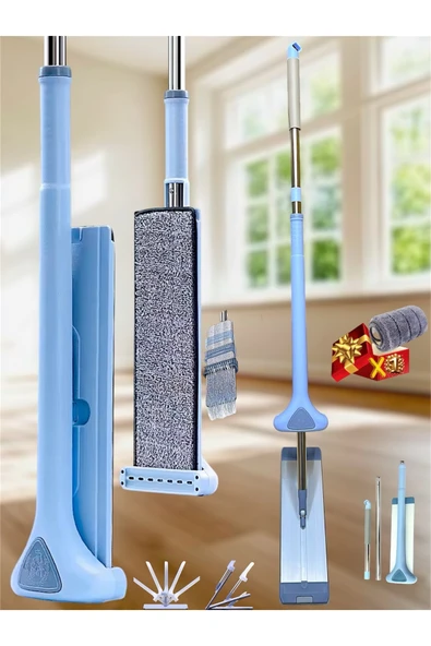 LÜX Kendinden Sıkmalı Mikrofiber Mop Kendini Temizleyen DAYANIKLI Yedek Bez Hediyeli Mop ürün görseli 1