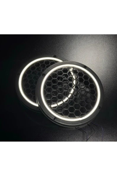 20cm Beyaz Neon Işıklı Hoparlör ve Midrange Kapağı 1takım (2adet) Vidalanabilir ürün görseli 1
