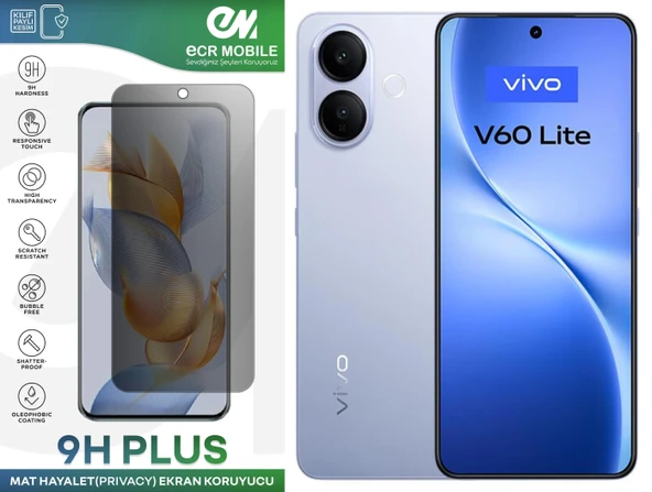 Vivo V60 Lite ile Uyumlu Mat Hayalet (Privacy) 9H Kırılmaz Nano Ekran Koruyucu ürün görseli 1