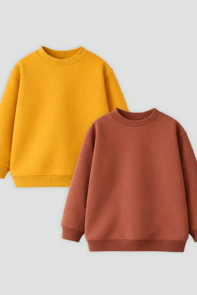 2'li Basic Şardonlu Çocuk Sweatshirt - Resim 2