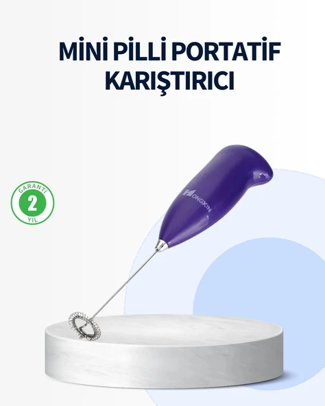Mini Pilli Portatif Karıştırıcı – Cappuccino, Latte, Frappe Ve Kahve Köpürtücü ürün görseli 1