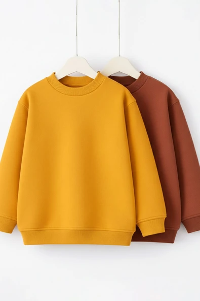2'li Basic Şardonlu Çocuk Sweatshirt ürün görseli 1