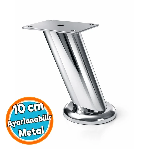 (10 CM) Krom Metal Tablalı Dereceli Ayarlanabilir Baza TV Ünitesi Koltuk Mobilya Ayağı ürün görseli 1