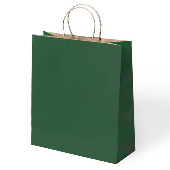 Yeşil Büküm Saplı Kraft-Kağıt Çanta 31x12x41cm Pakette 24 Ad. ürün görseli 1