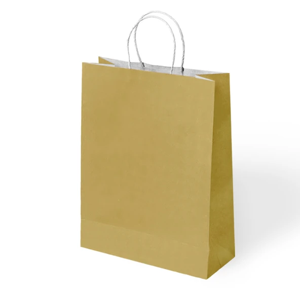 Altın Büküm Saplı Kraft-Kağıt Çanta 31x41x12cm Pakette 24 Ad. ürün görseli 1