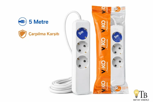 Viko by Panasonic 3’lü Topraklı Uzatma Kablosu 5 Metre ürün görseli 1