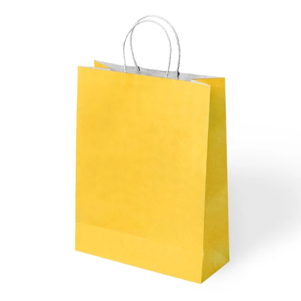 Sarı Büküm Saplı Kraft-Kağıt Çanta 31x12x41cm Pakette 24 Ad. ürün görseli 1