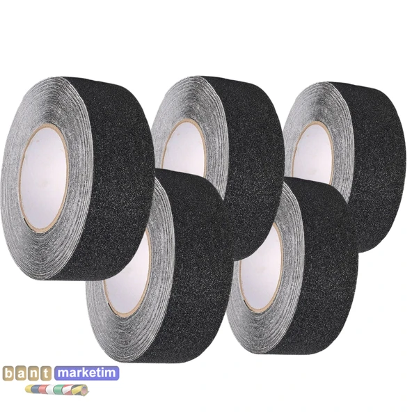 5 Adet Merdiven Ve Zemin Kaydırmaz Kaymaz Bant 50mm X 25mt Siyah ürün görseli 1
