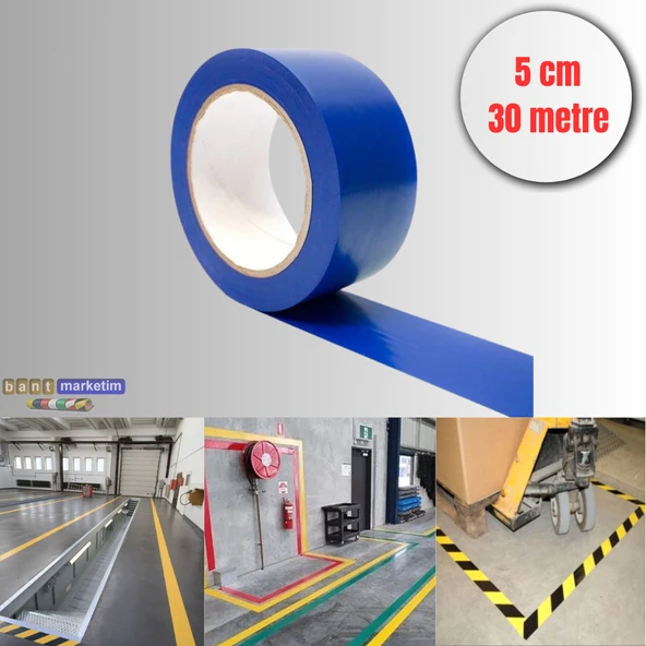 Pvc Yer İşaretleme Bandı 5cmx30m Zemin Bandı Mavi ürün görseli 1