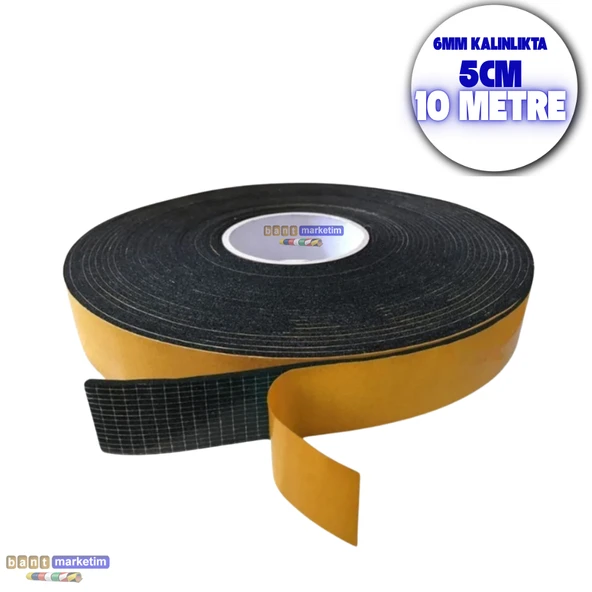 Kauçuk Sünger Bant Isı Ses Titreşim Kesici Bant 6mm Kalın 5cm X 10mt ürün görseli 1